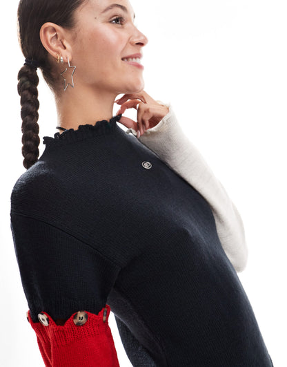 Basic Pleasure Mode liquorice distressed co-ord jumper in multi