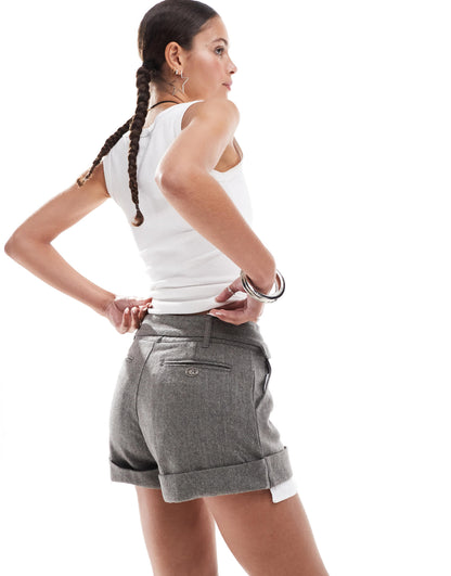 Basic Pleasure Mode tweedy oversized 90s shorts in grey