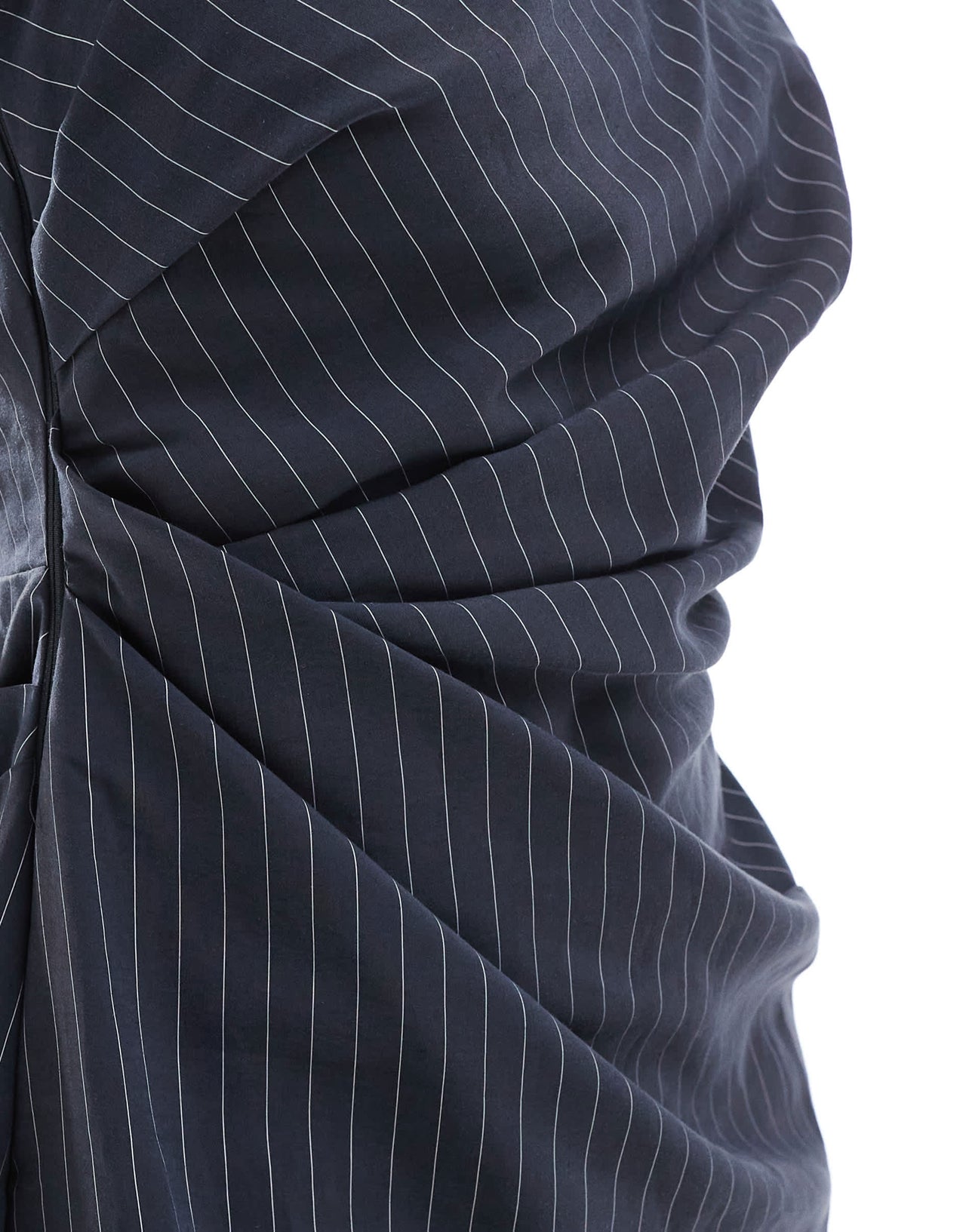 ASOS DESIGN one shoulder high split maxi dress in charcoal pinstripe