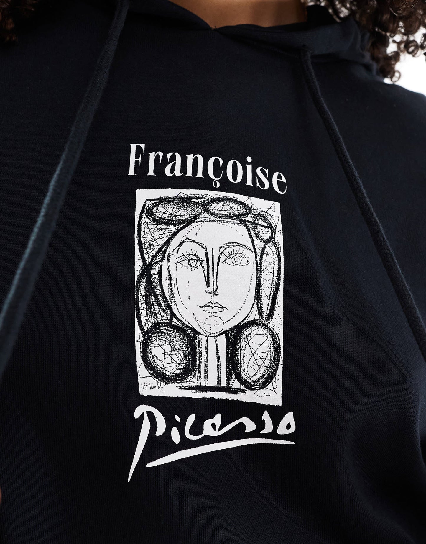 ASOS DESIGN unisex Relaxed hoodie with Picasso drawing prints in black