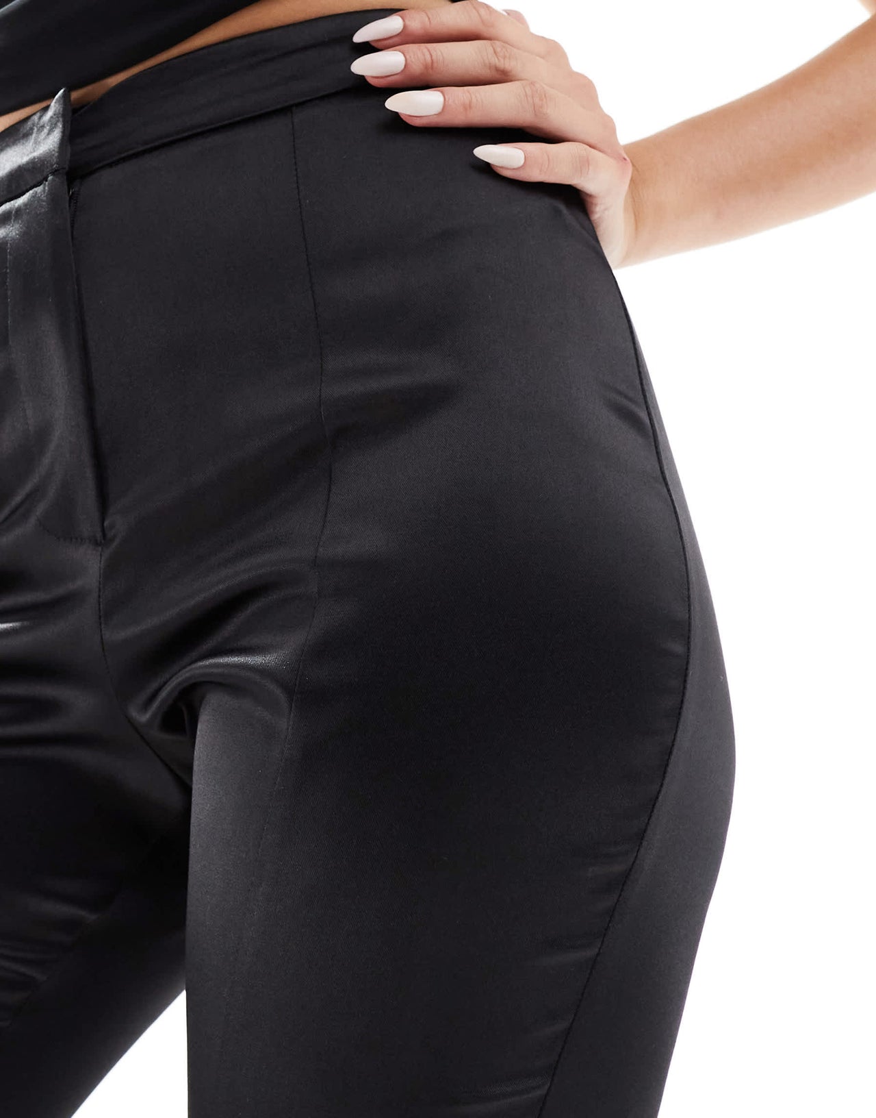 Miss Selfridge co-ord tailored satin cigarette trouser in black