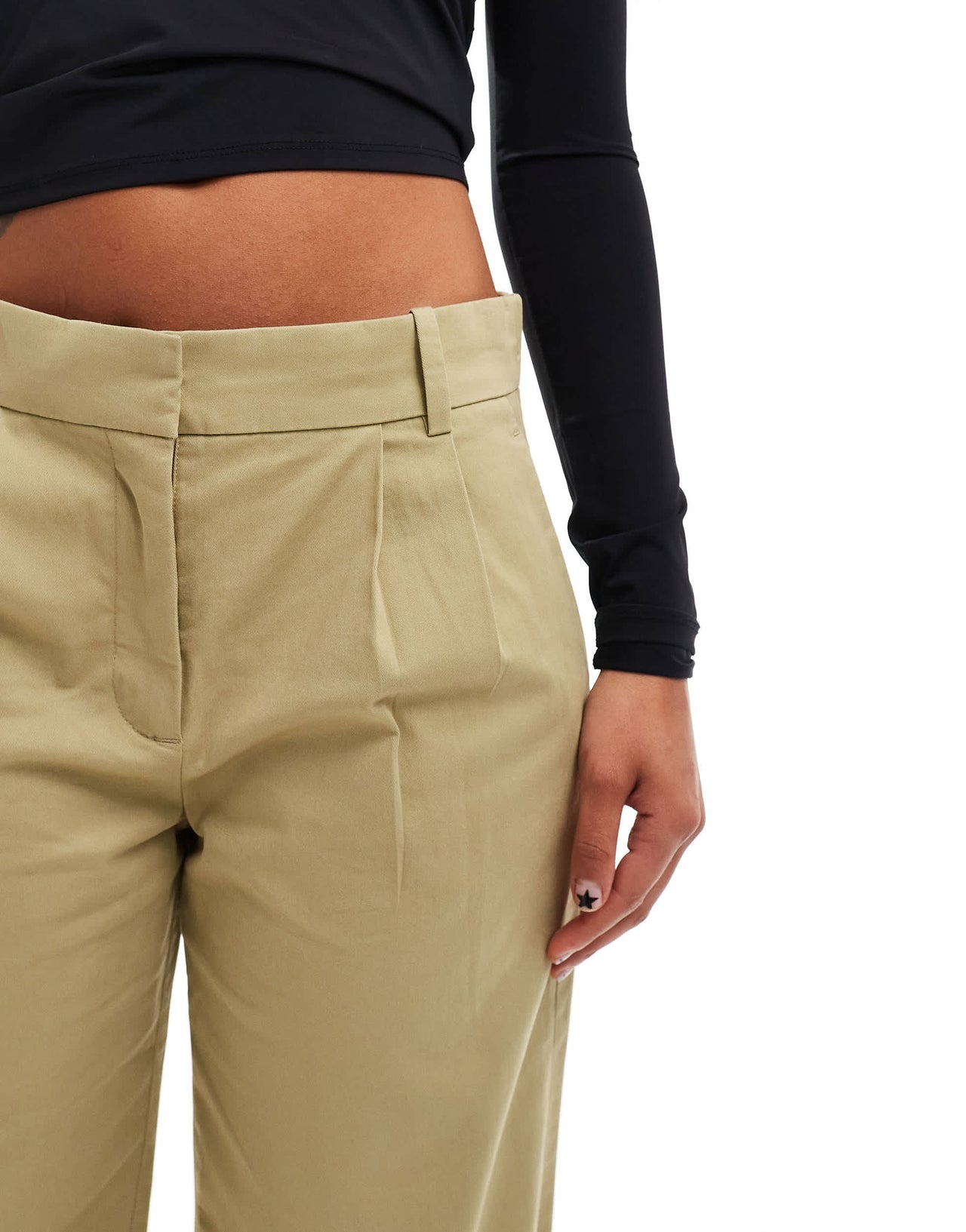 Abercrombie & Fitch ultra wide leg tailored trouser in olive green