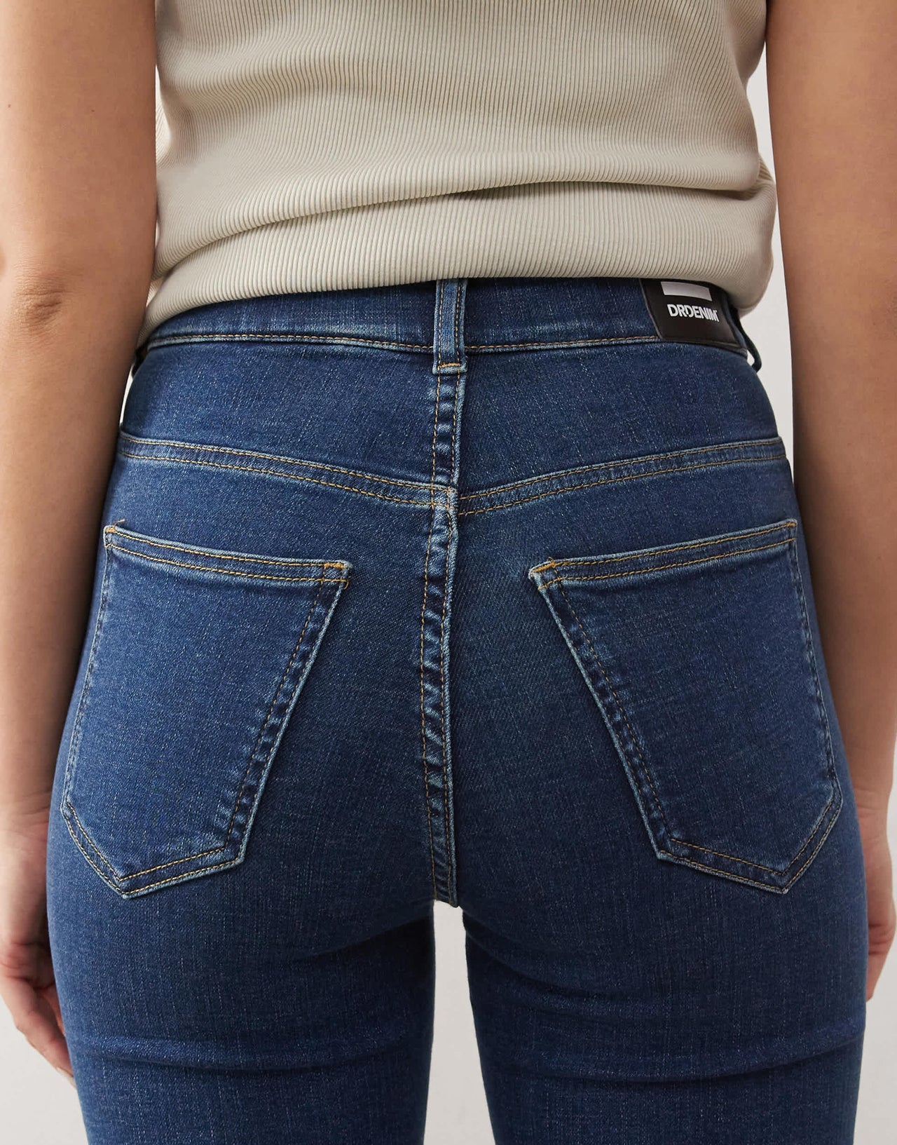 Dr Denim Moxy straight leg jeans in vale dark plain blue wash