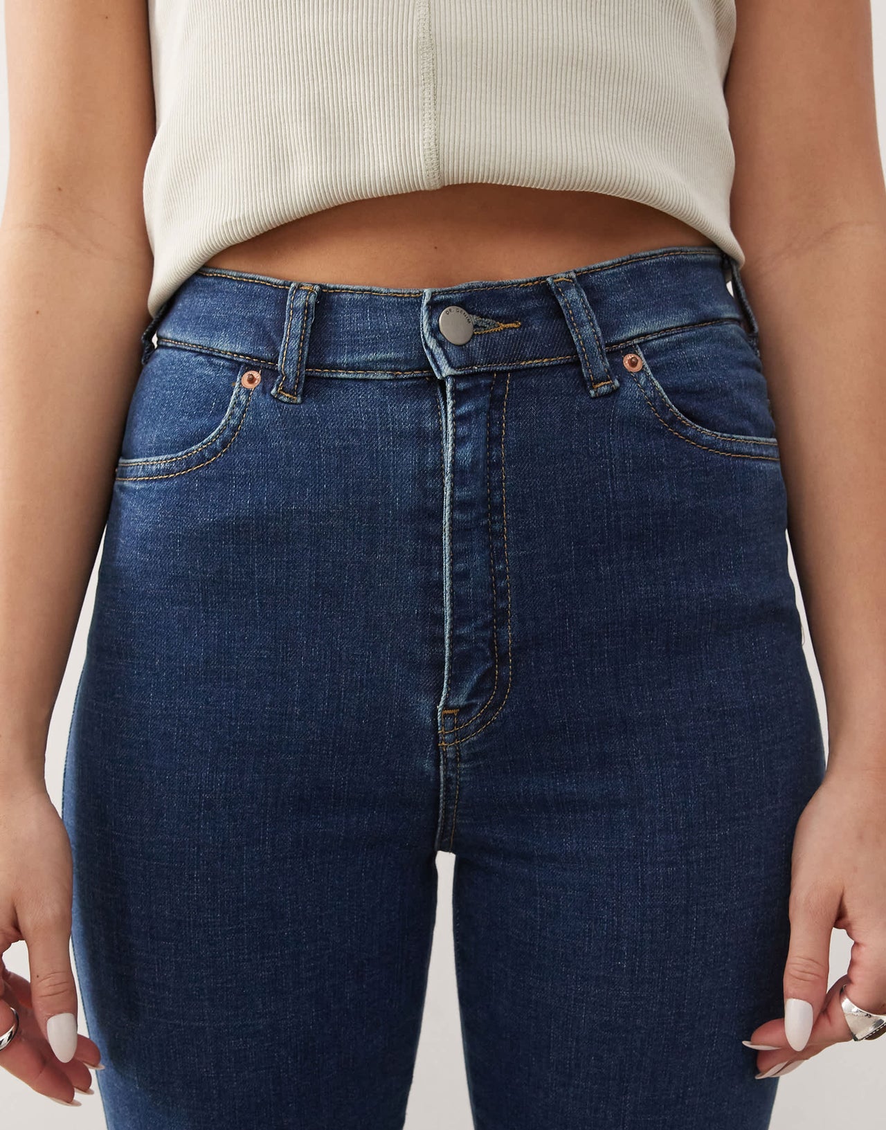 Dr Denim Moxy straight leg jeans in vale dark plain blue wash