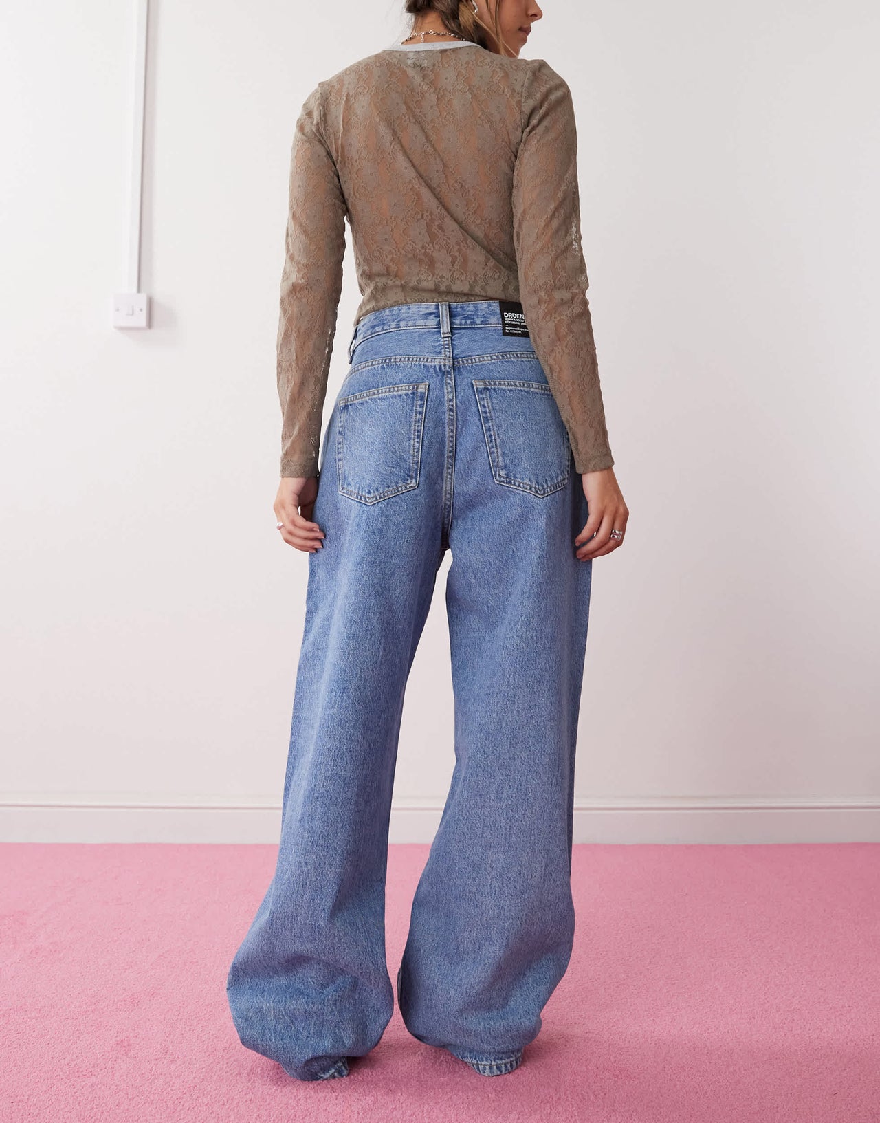 Dr Denim Donna relaxed fit high waist wide straight leg jeans in stream sky retro mid blue wash