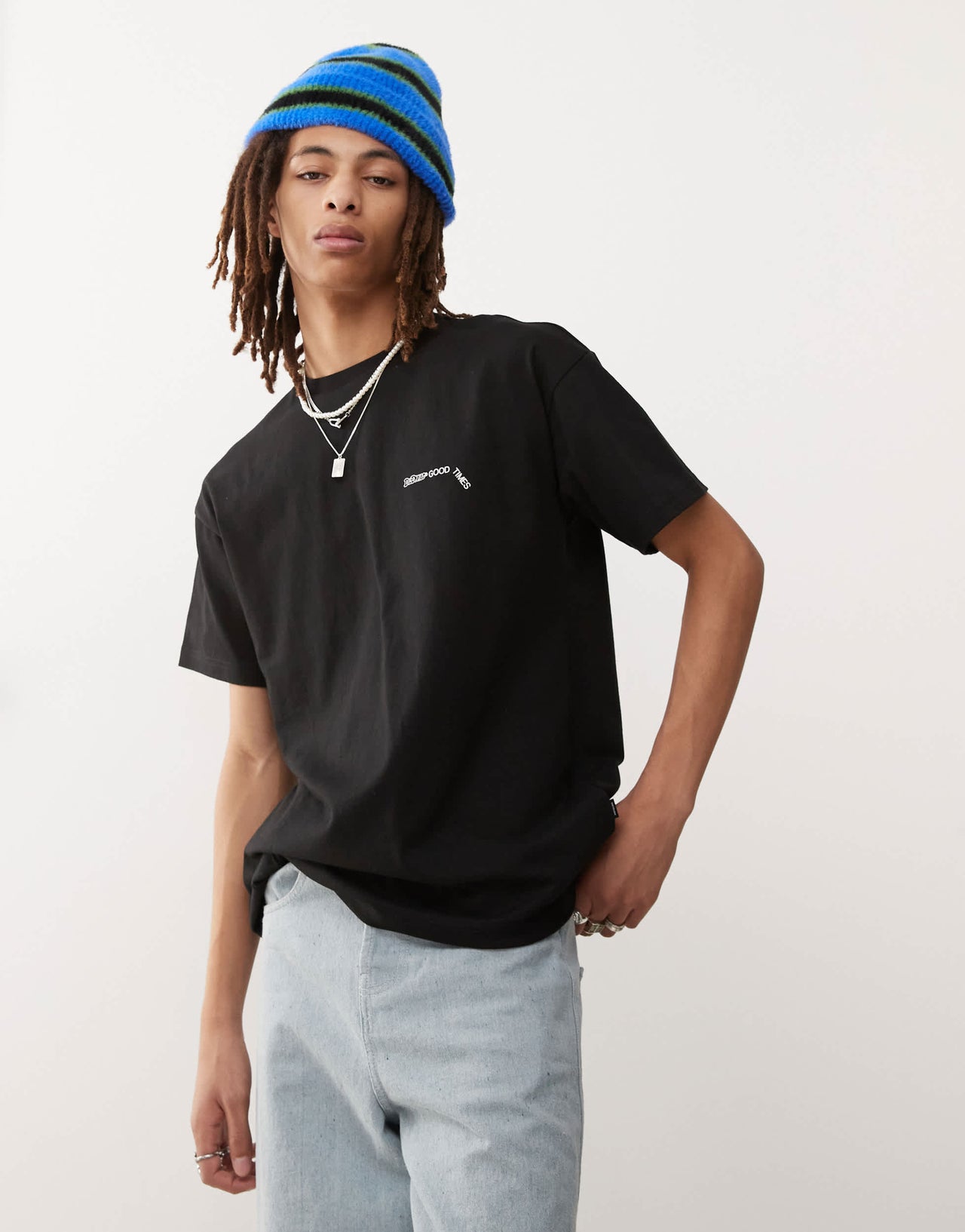 Dr Denim Trooper relaxed fit t-shirt with peace back graphic in black