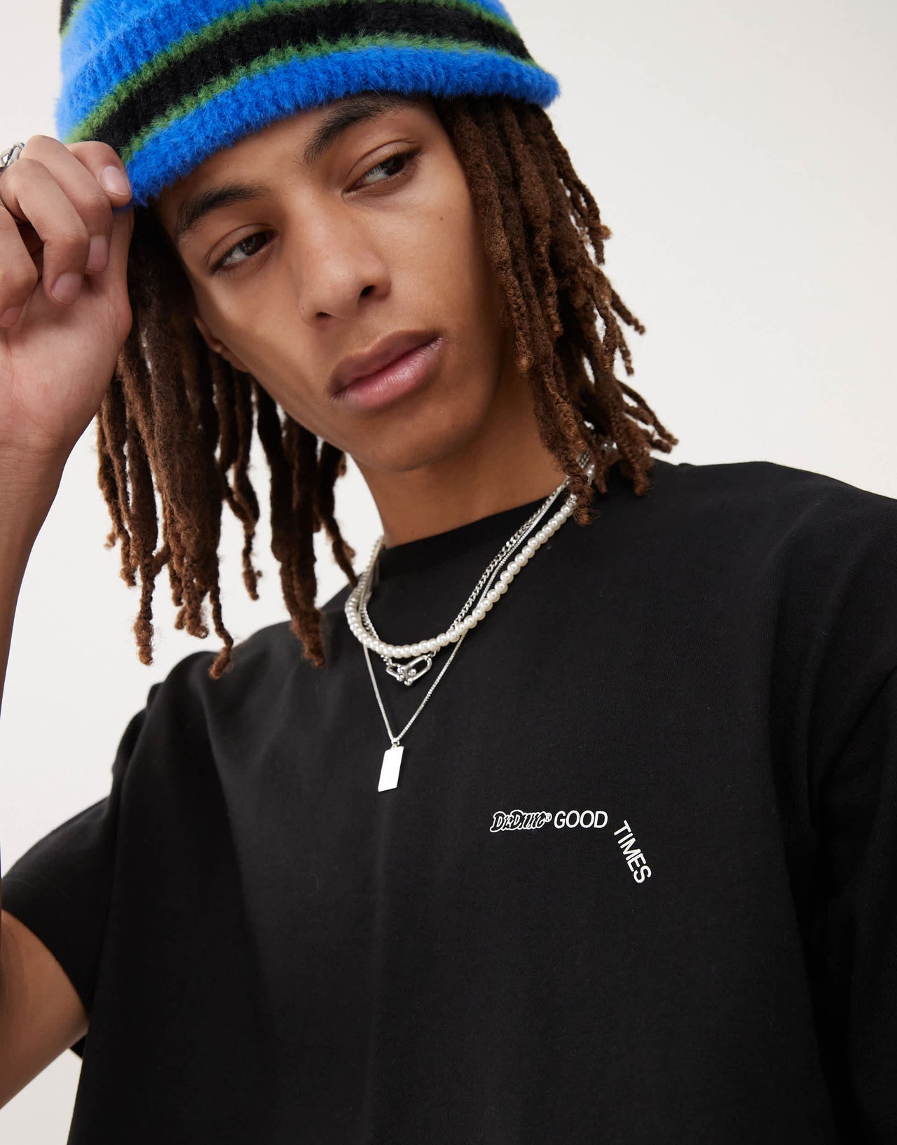 Dr Denim Trooper relaxed fit t-shirt with peace back graphic in black