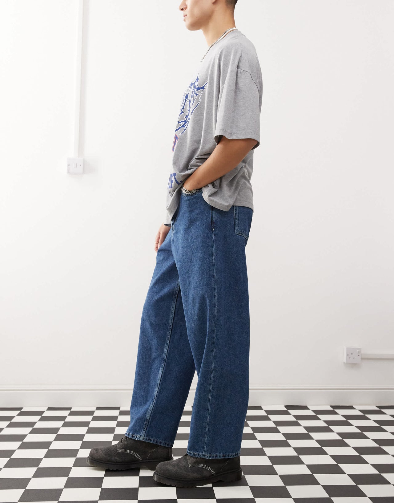 Dr Denim Kobe baggy fit jeans in pebble mid stone wash