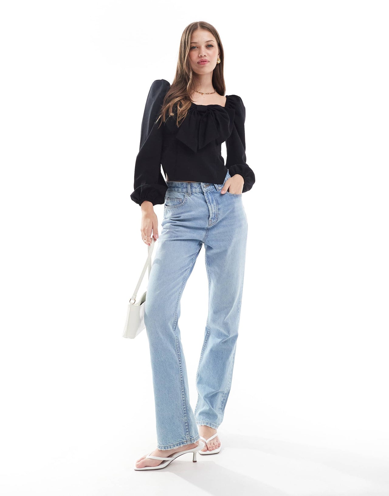 Pretty Lavish exaggerated bow top in black