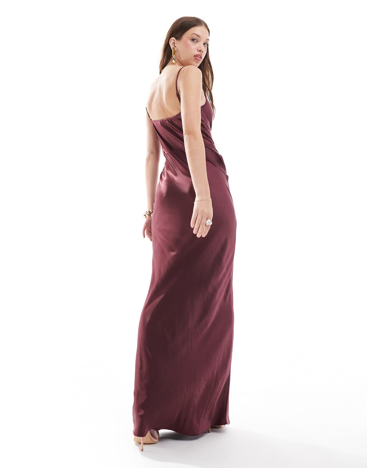 Pretty Lavish Keisha satin maxi dress in plum