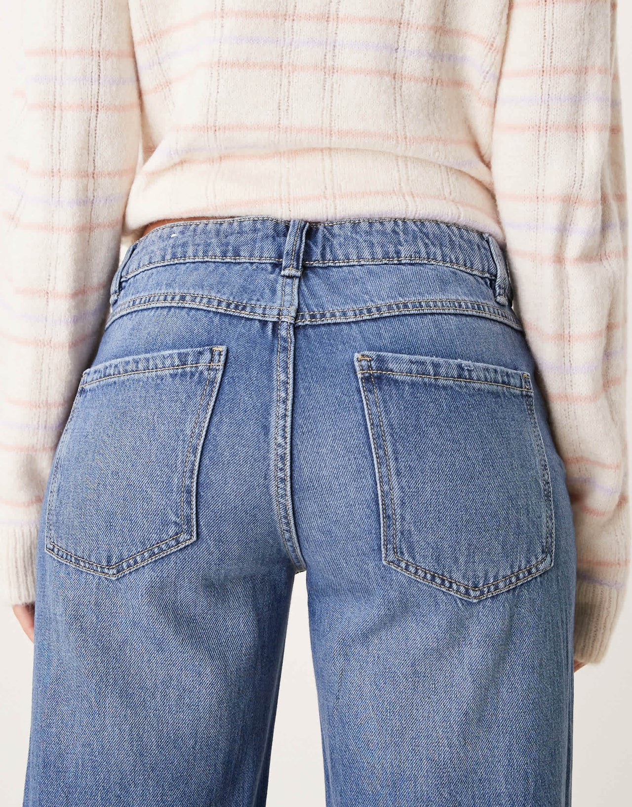 Pimkie low rise wide leg jeans in mid blue wash