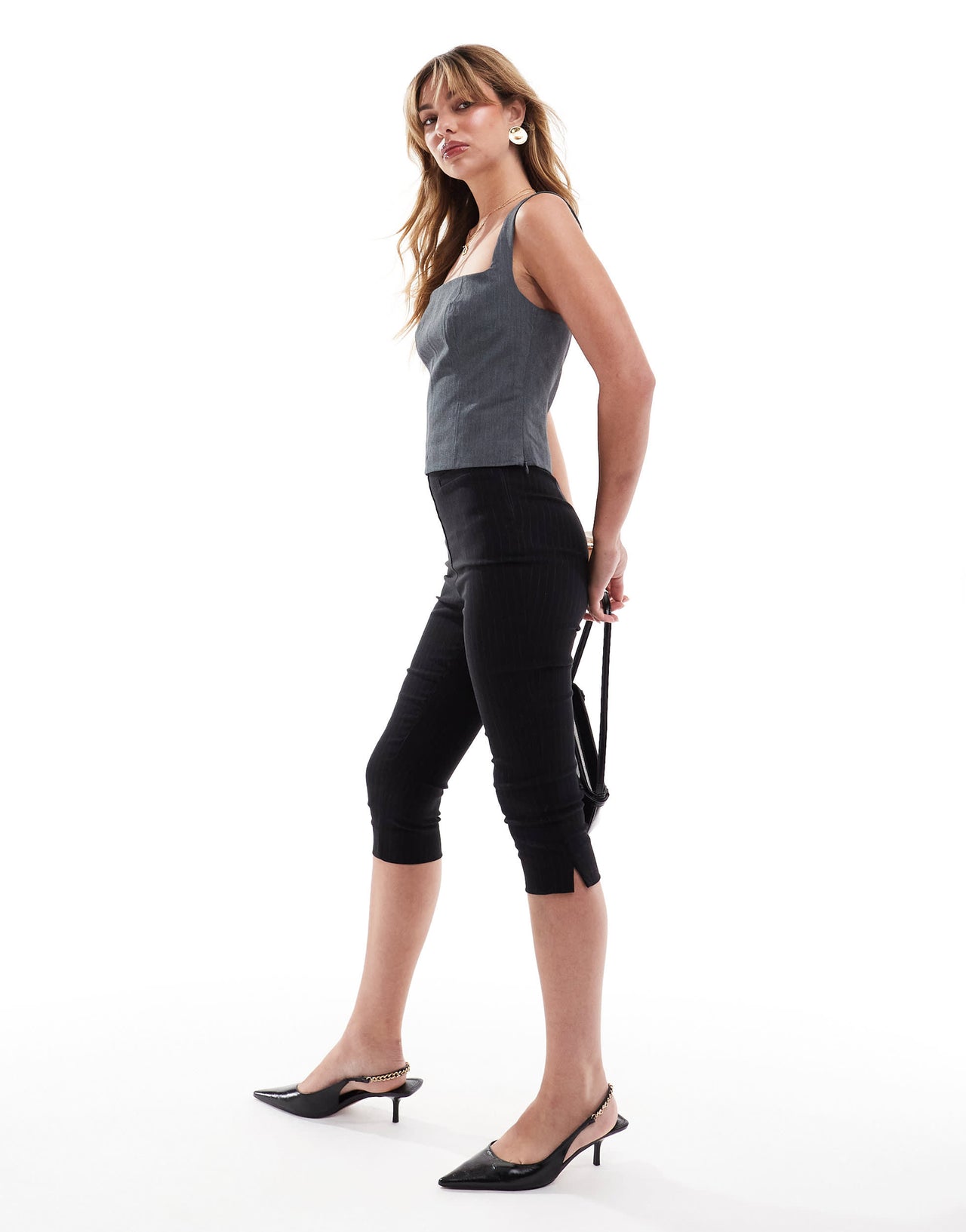 Pimkie tailored square neck top in grey