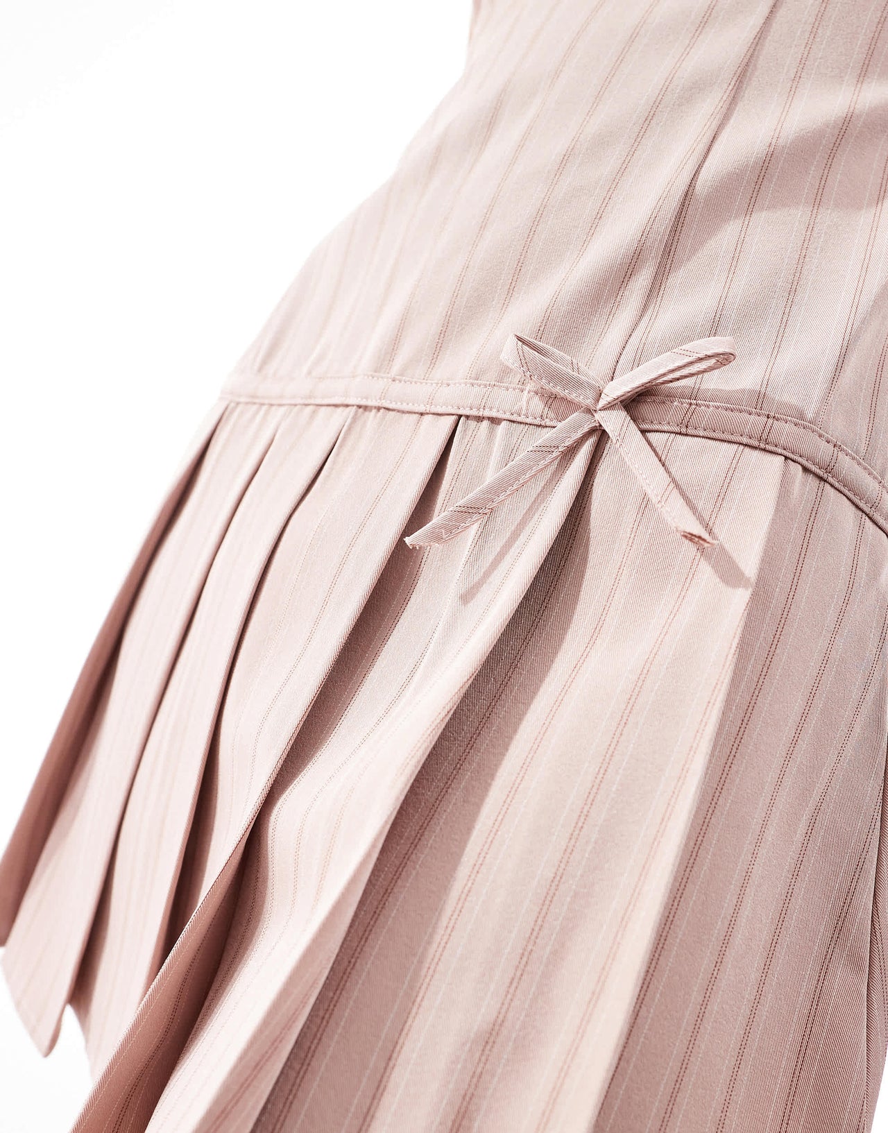 Motel jadzia drop waist pleated mini dress in pink pinstripe