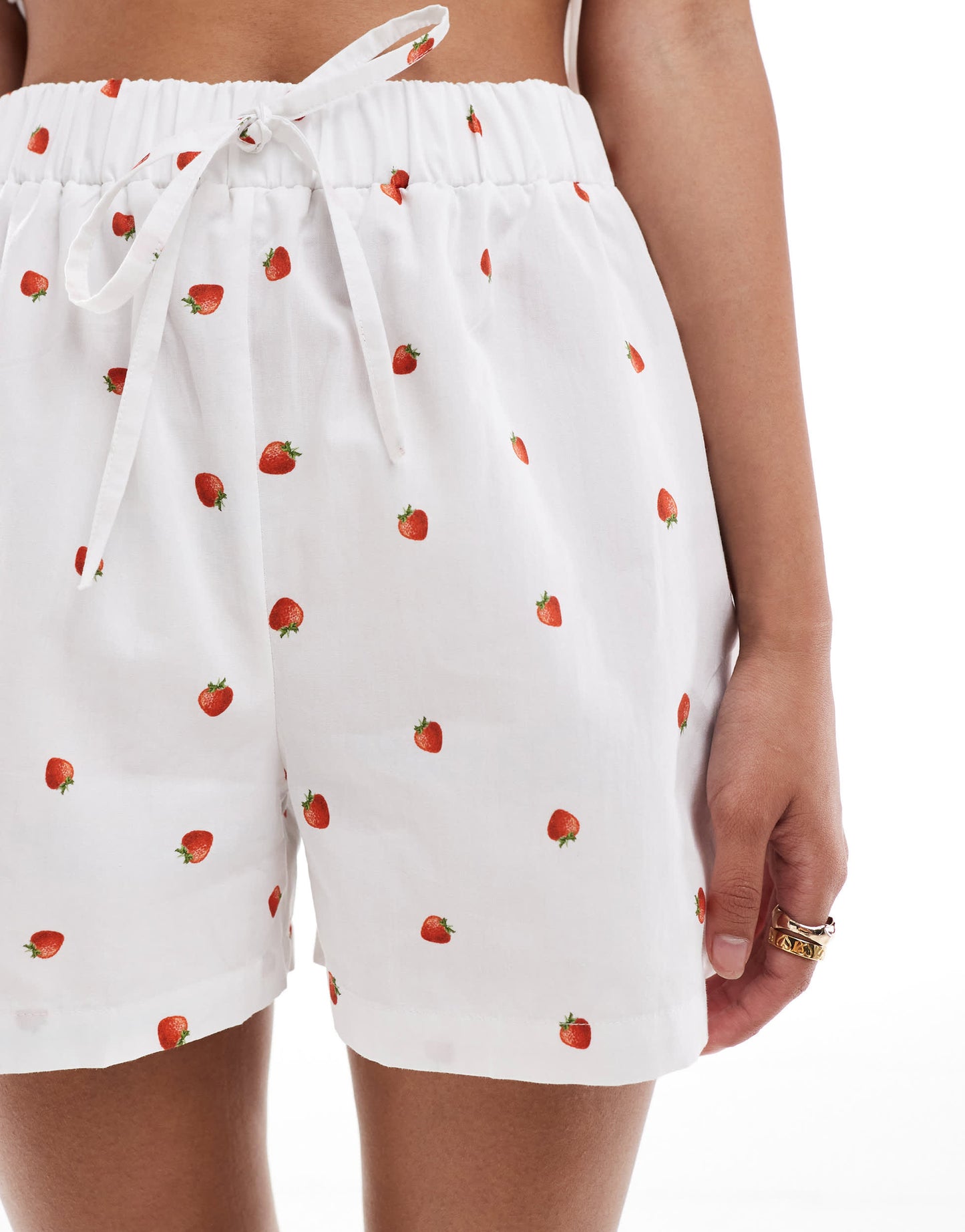 ASOS DESIGN poplin boxer short in white strawberry co ord
