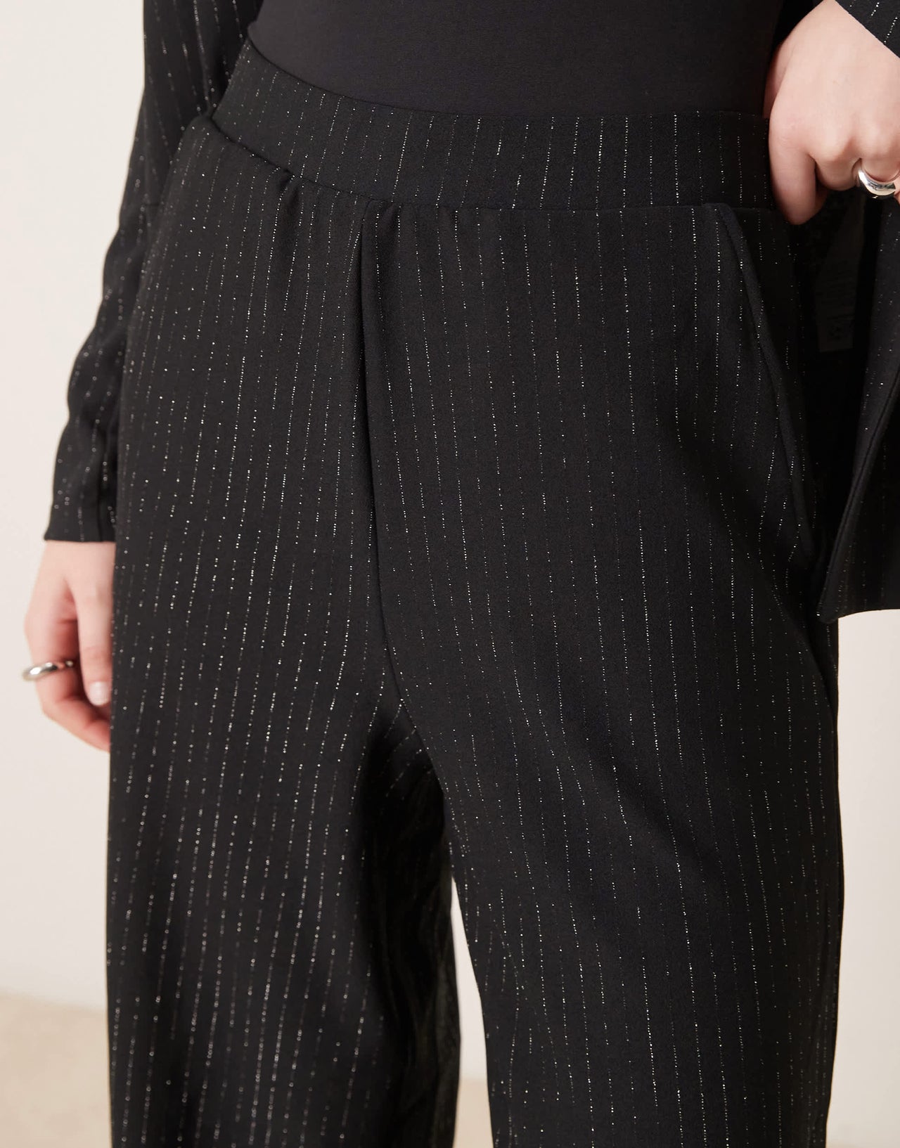 JDY wide leg trousers co-ord in black