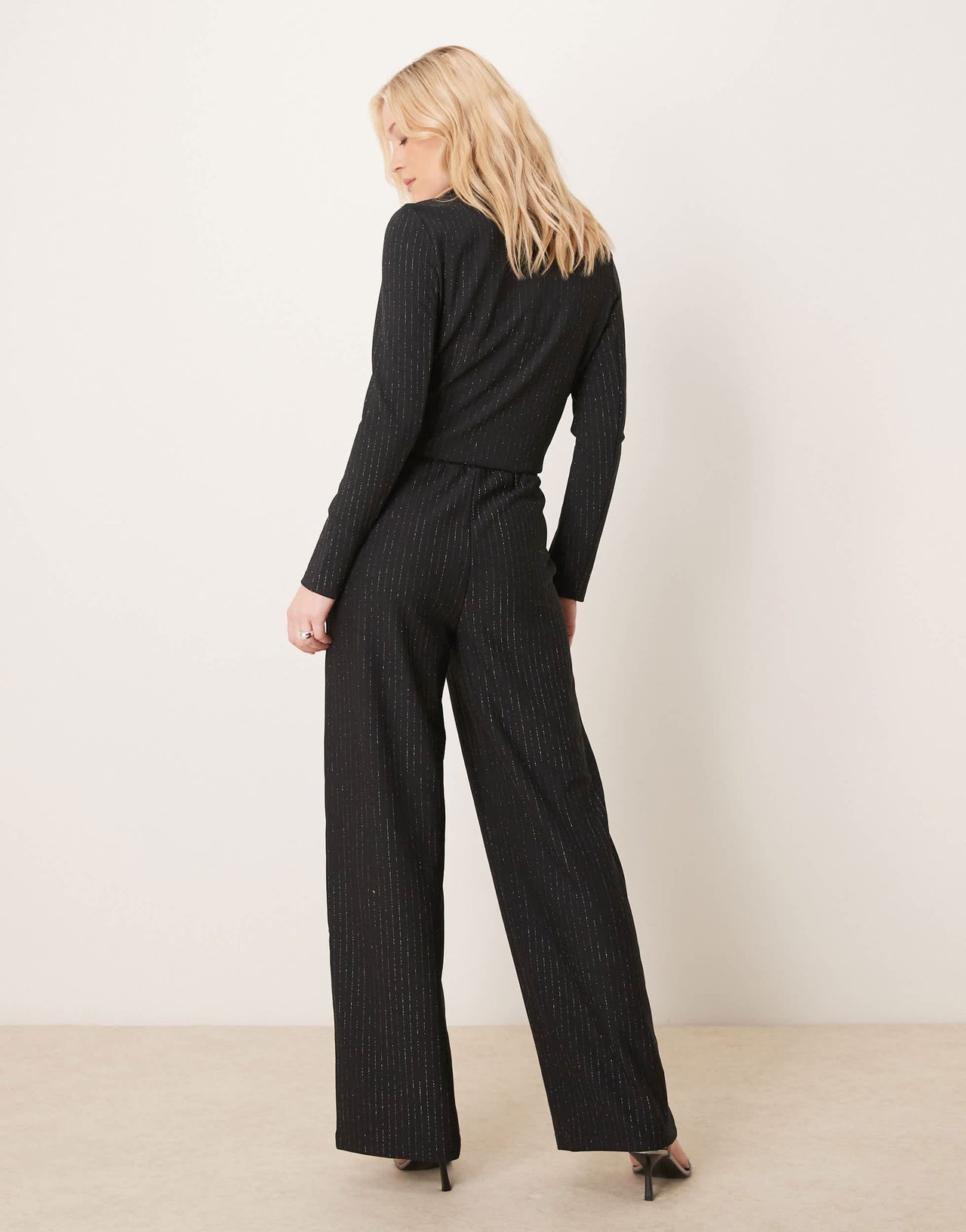 JDY wide leg trousers co-ord in black