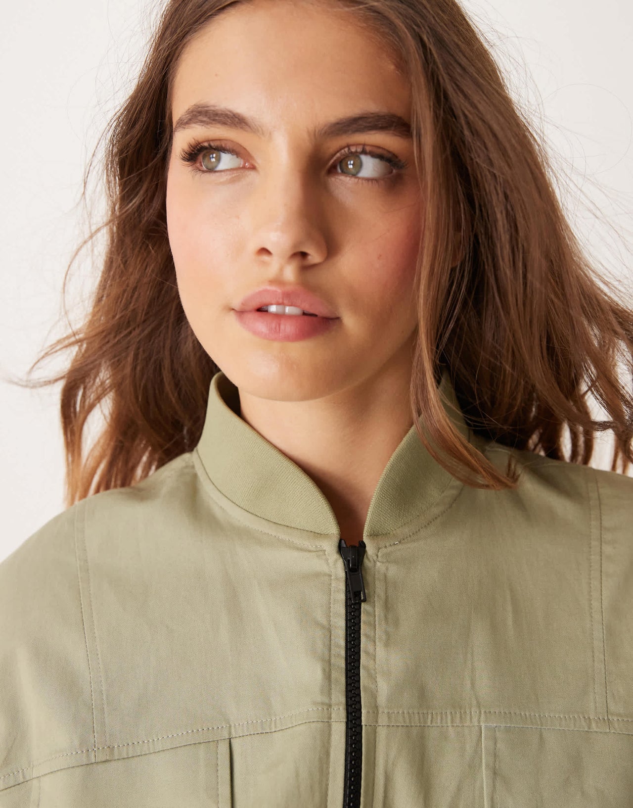 ASOS DESIGN utility zip through mini dress in khaki