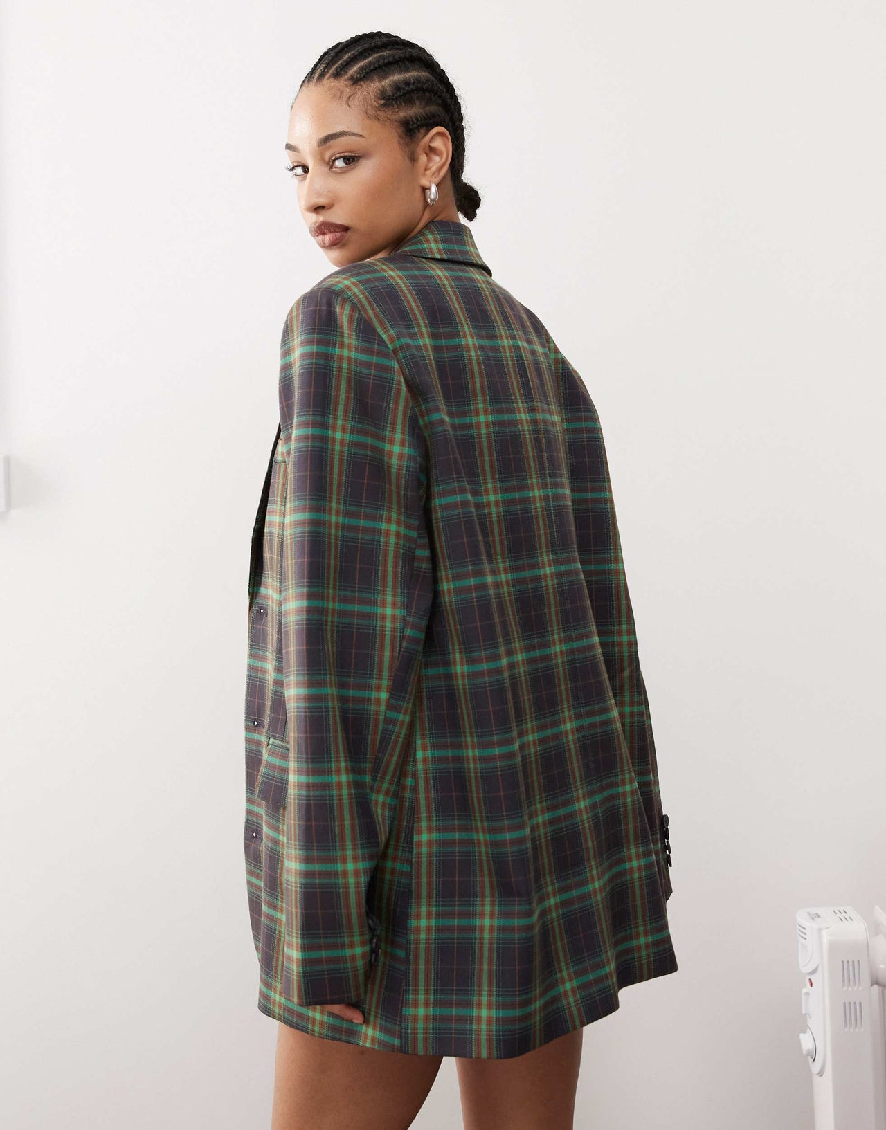 COLLUSION oversized blazer in green check