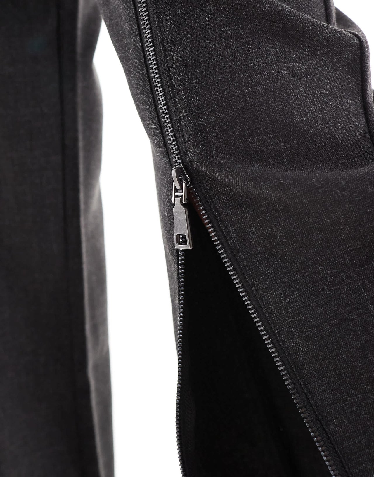 ASOS DESIGN zip leg tailored trouser in charcoal