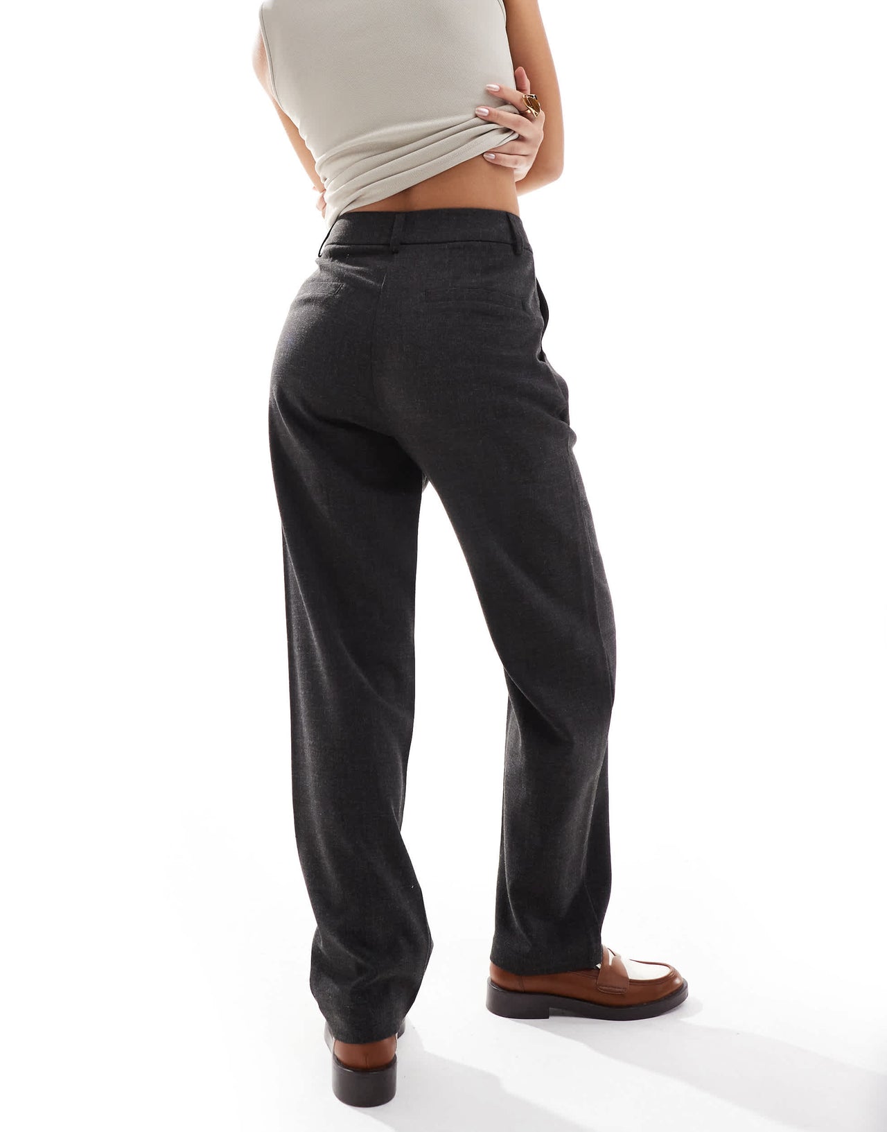 ASOS DESIGN zip leg tailored trouser in charcoal