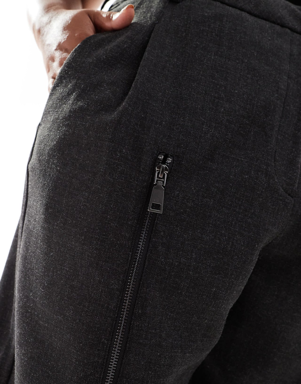 ASOS DESIGN Curve zip leg tailored trouser in charcoal