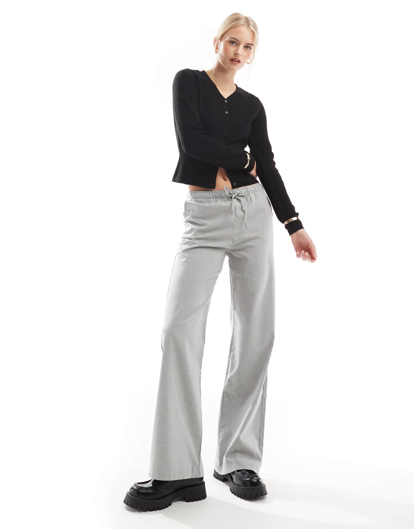 Stradivarius Tall pull on trouser in light grey