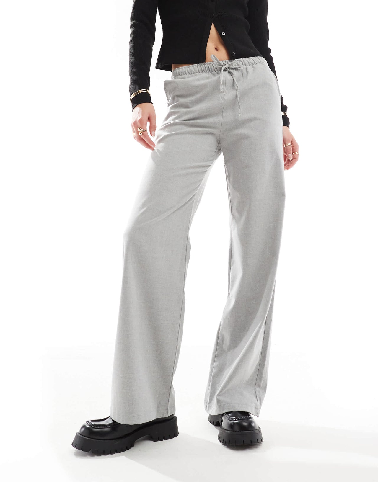 Stradivarius Tall pull on trouser in light grey