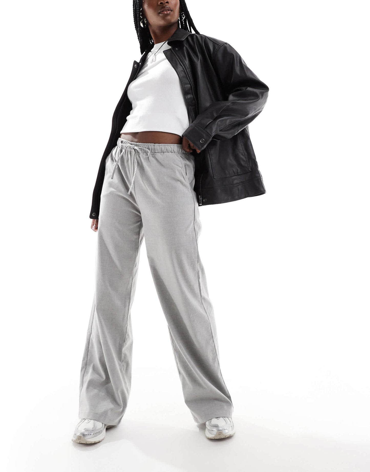 Stradivarius pull on trouser in light grey