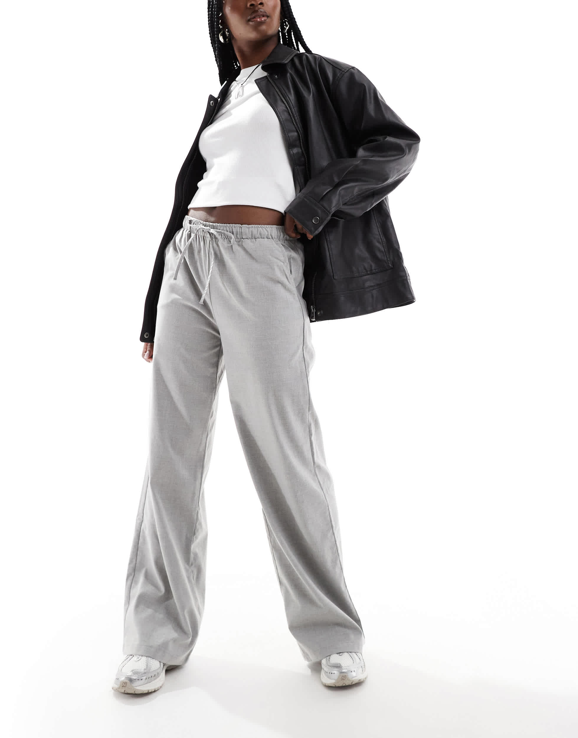 Stradivarius pull on trouser in light grey