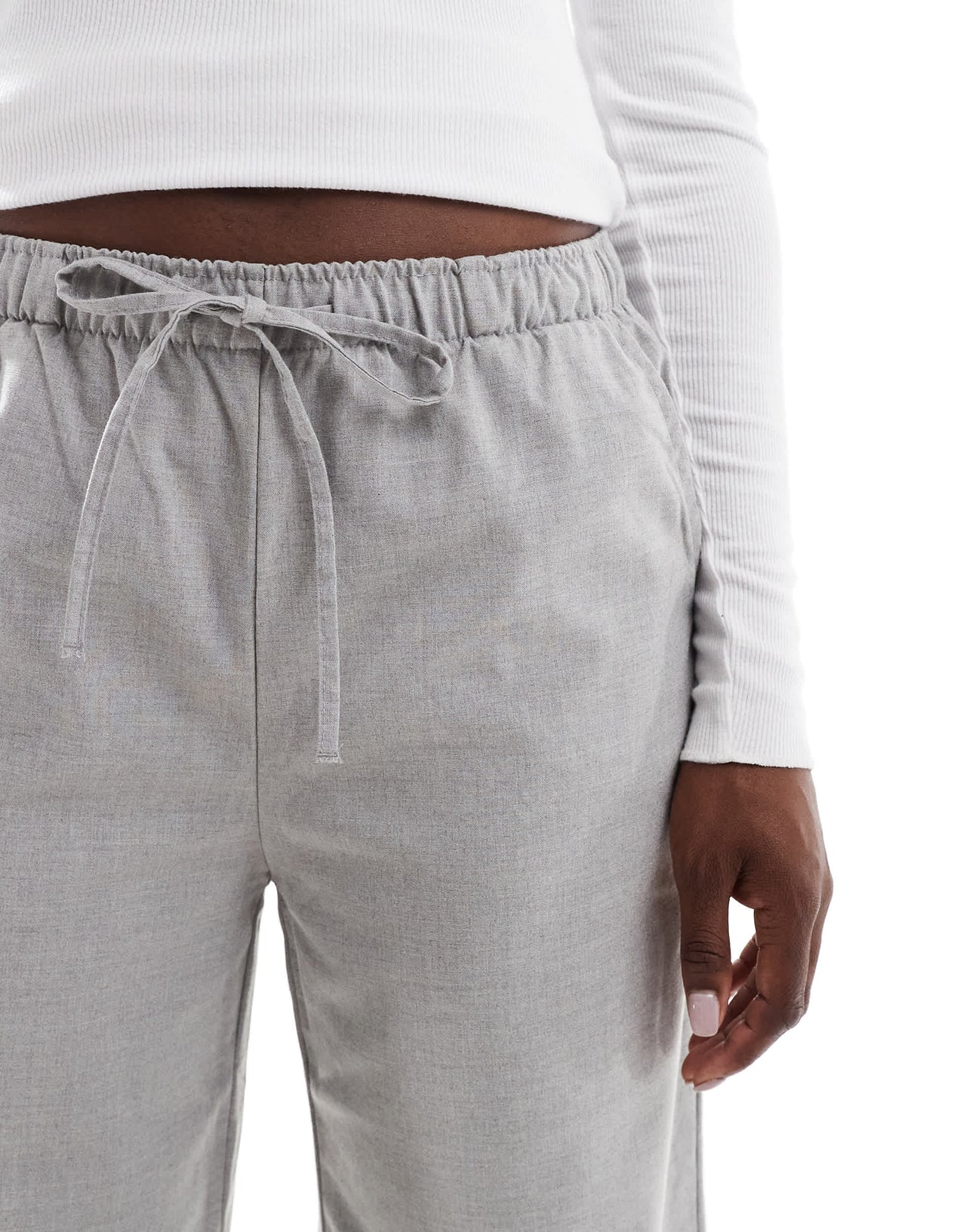 Stradivarius pull on trouser in light grey