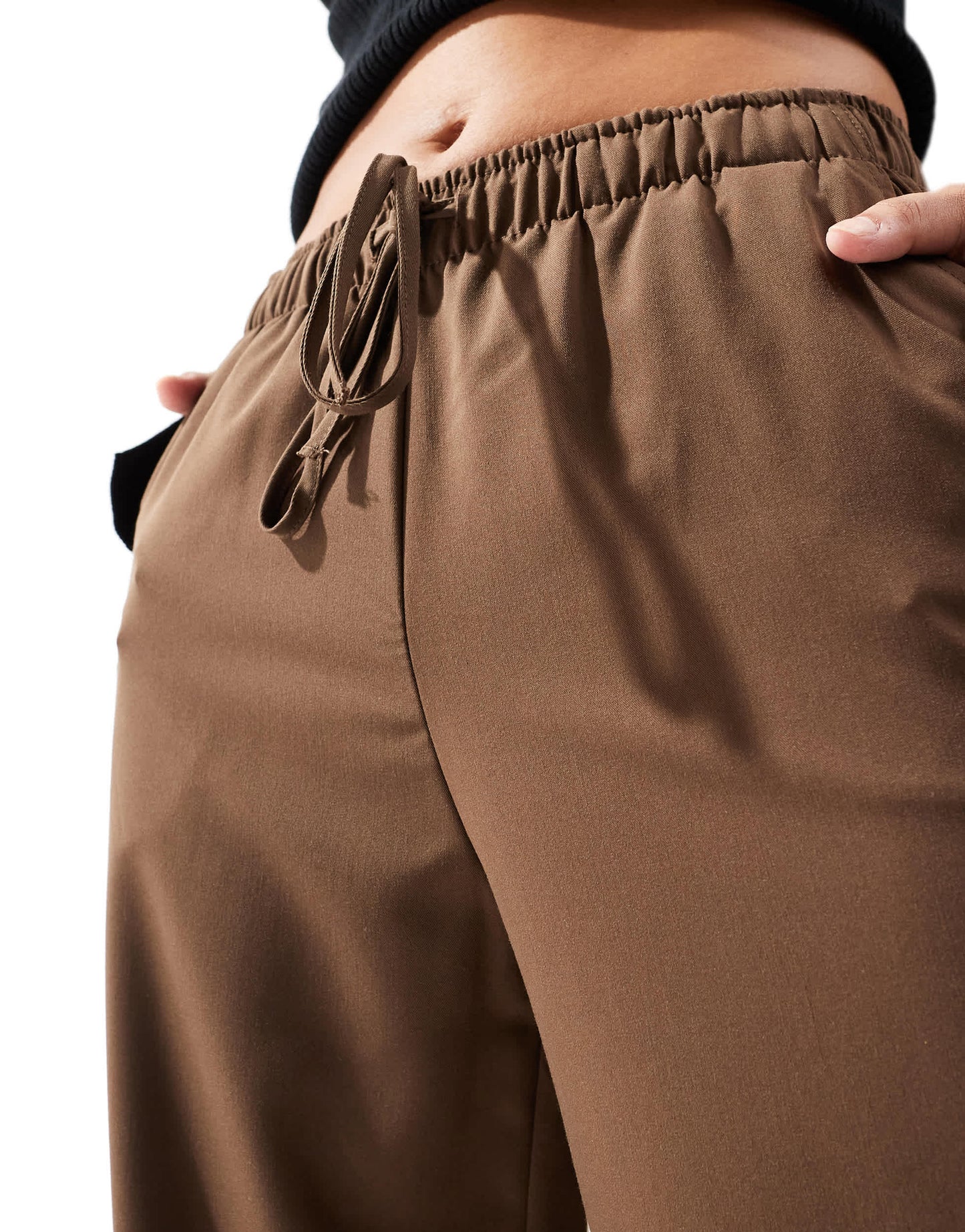 Stradivarius pull on trouser in brown