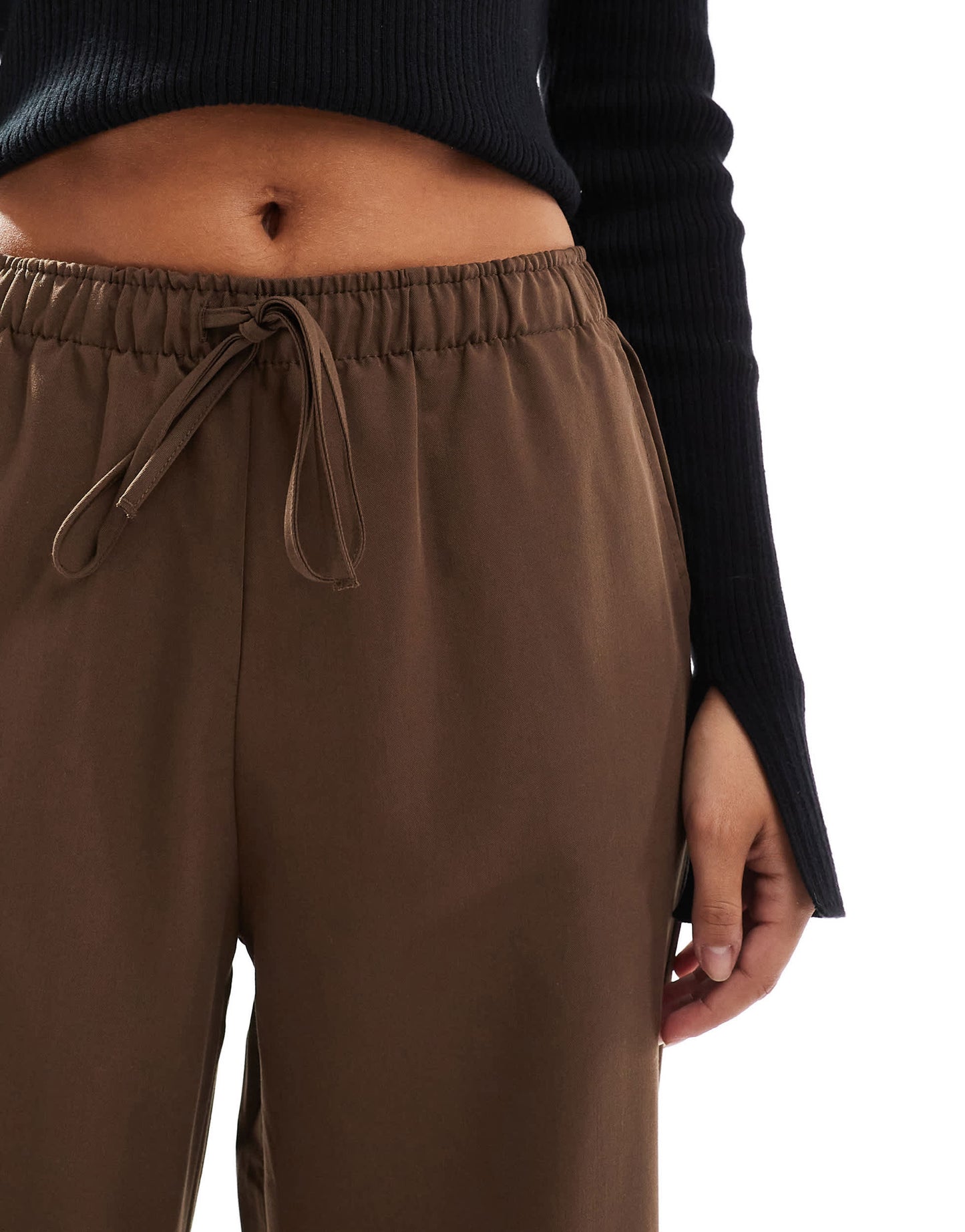 Stradivarius pull on trouser in brown