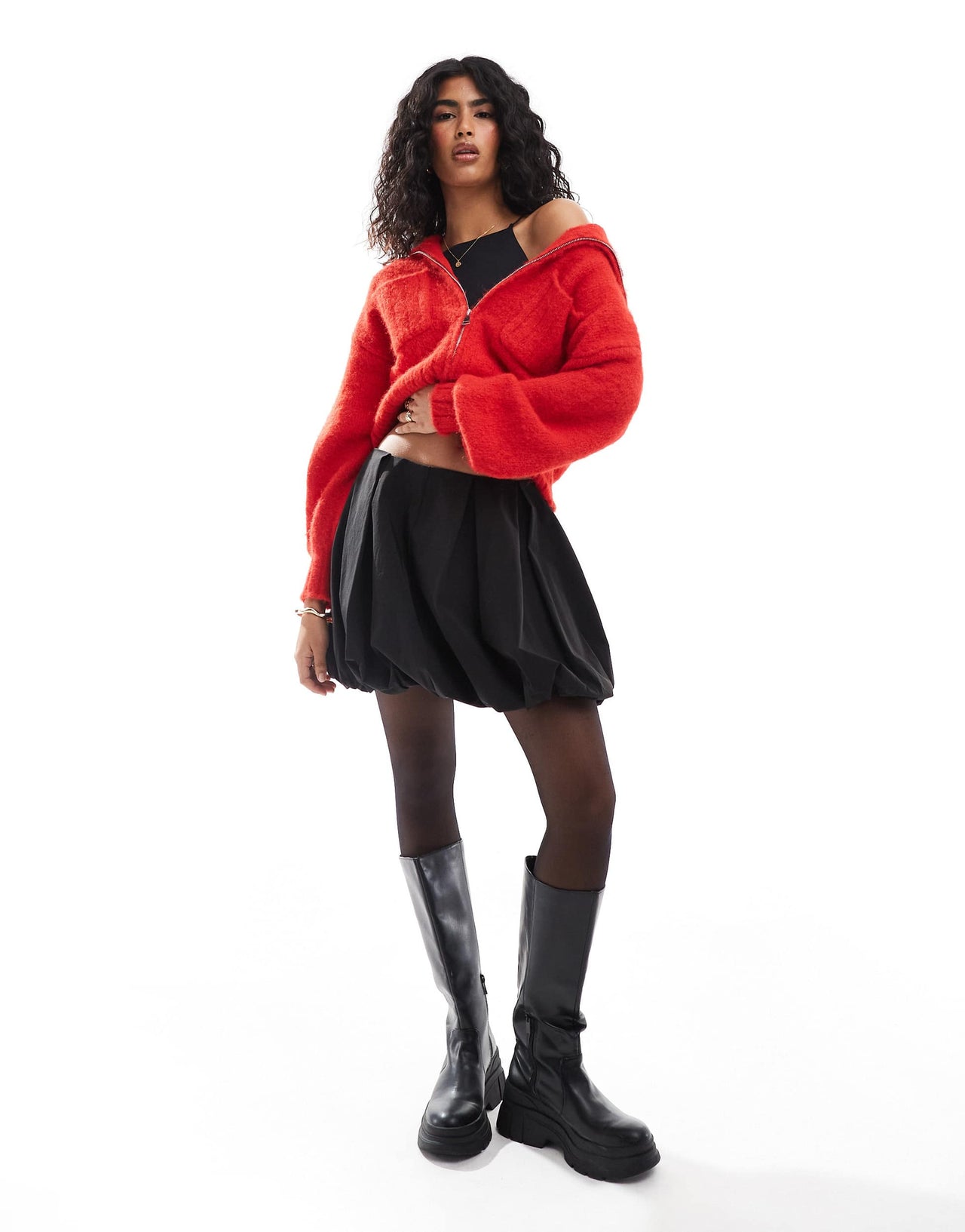 ONLY bubble hem mini skirt in black