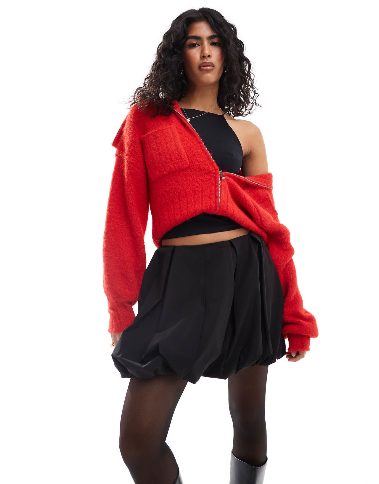 ONLY bubble hem mini skirt in black