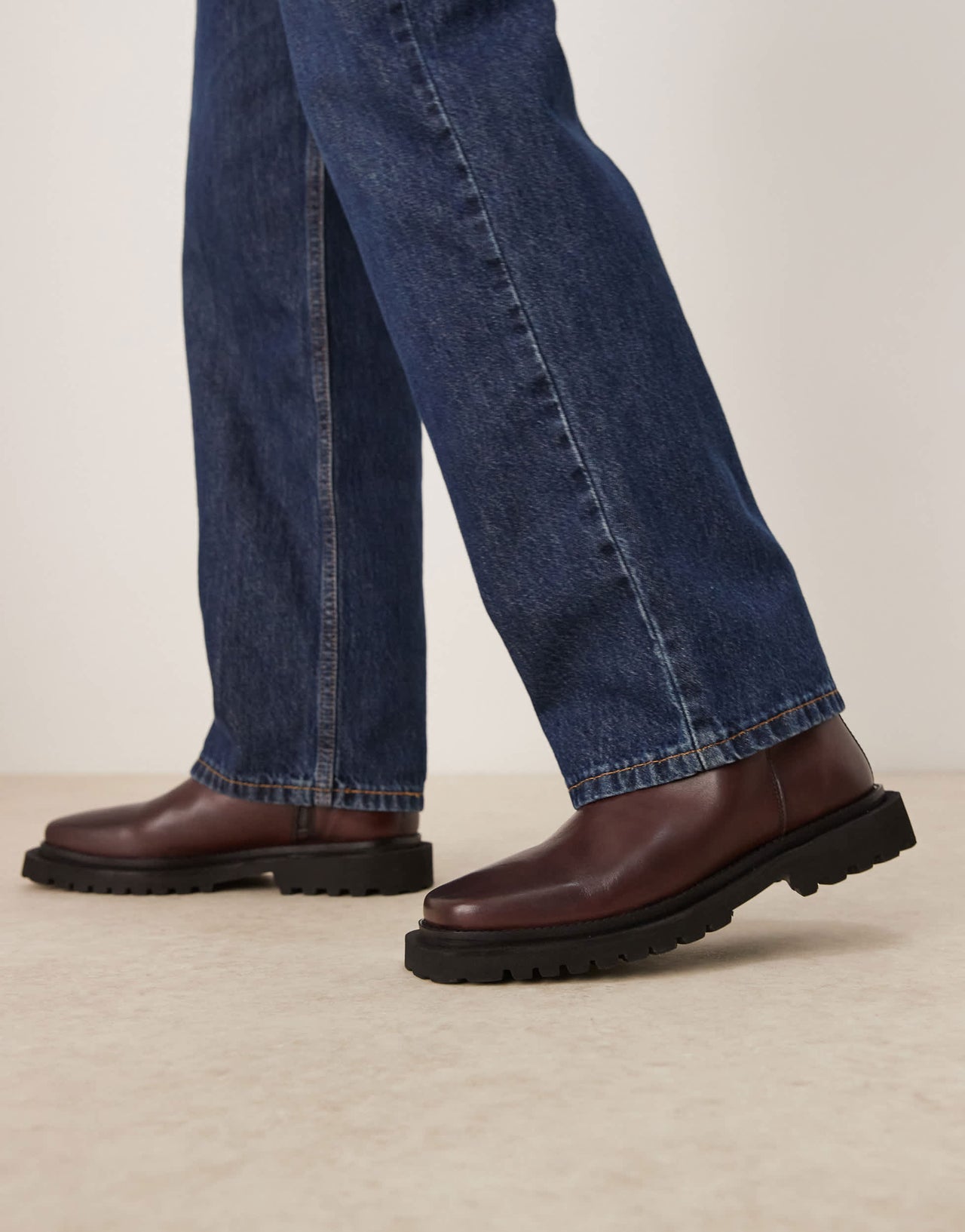 ASOS DESIGN chelsea boots in burgundy leather with zip