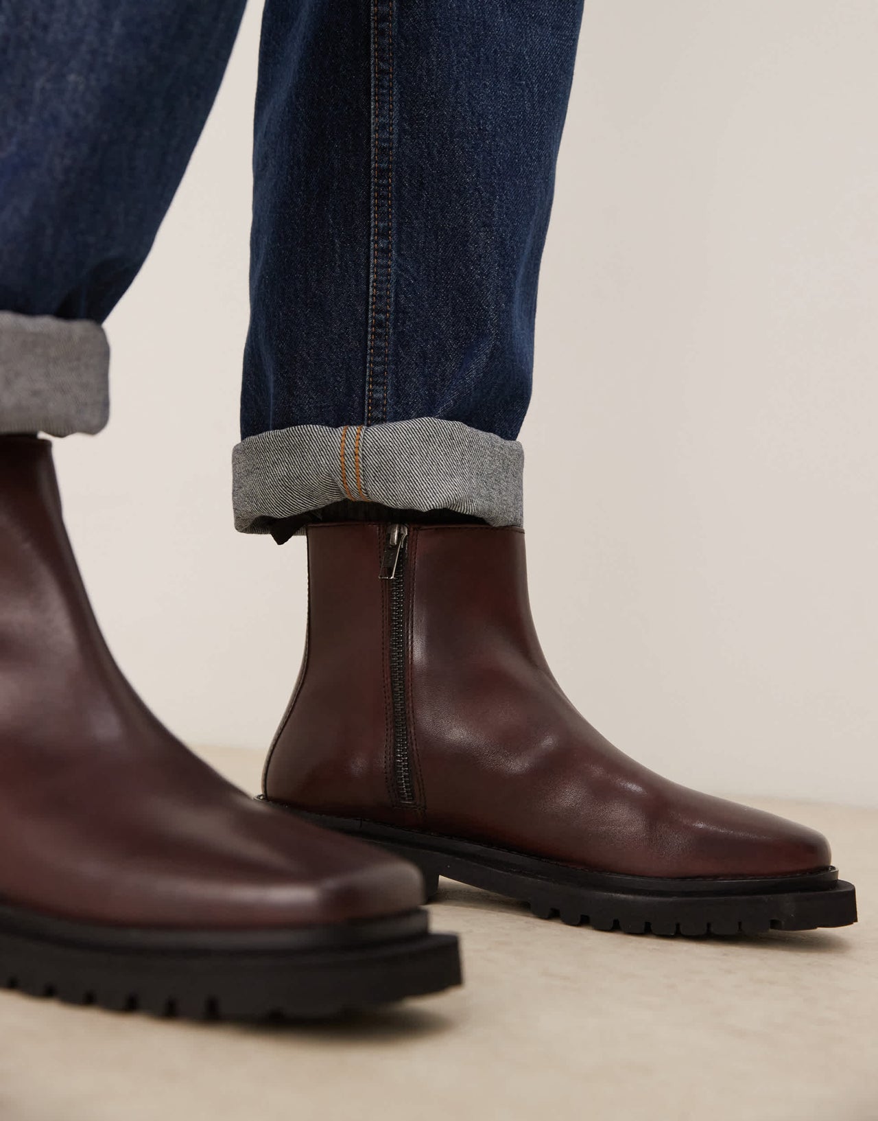 ASOS DESIGN chelsea boots in burgundy leather with zip