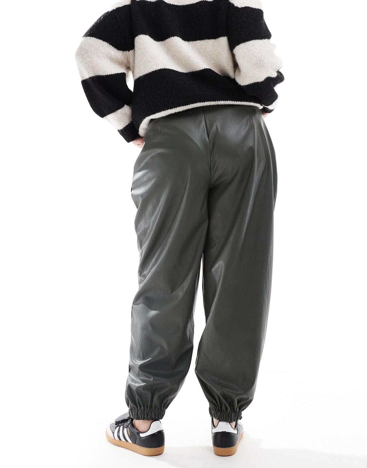 ASOS DESIGN Curve faux leather jogger in khaki