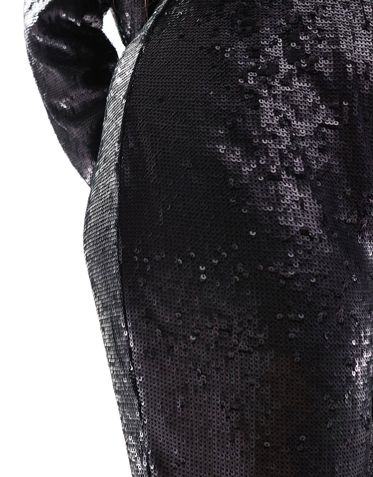 ASOS DESIGN Curve tailored sequin ankle grazer trousers in black