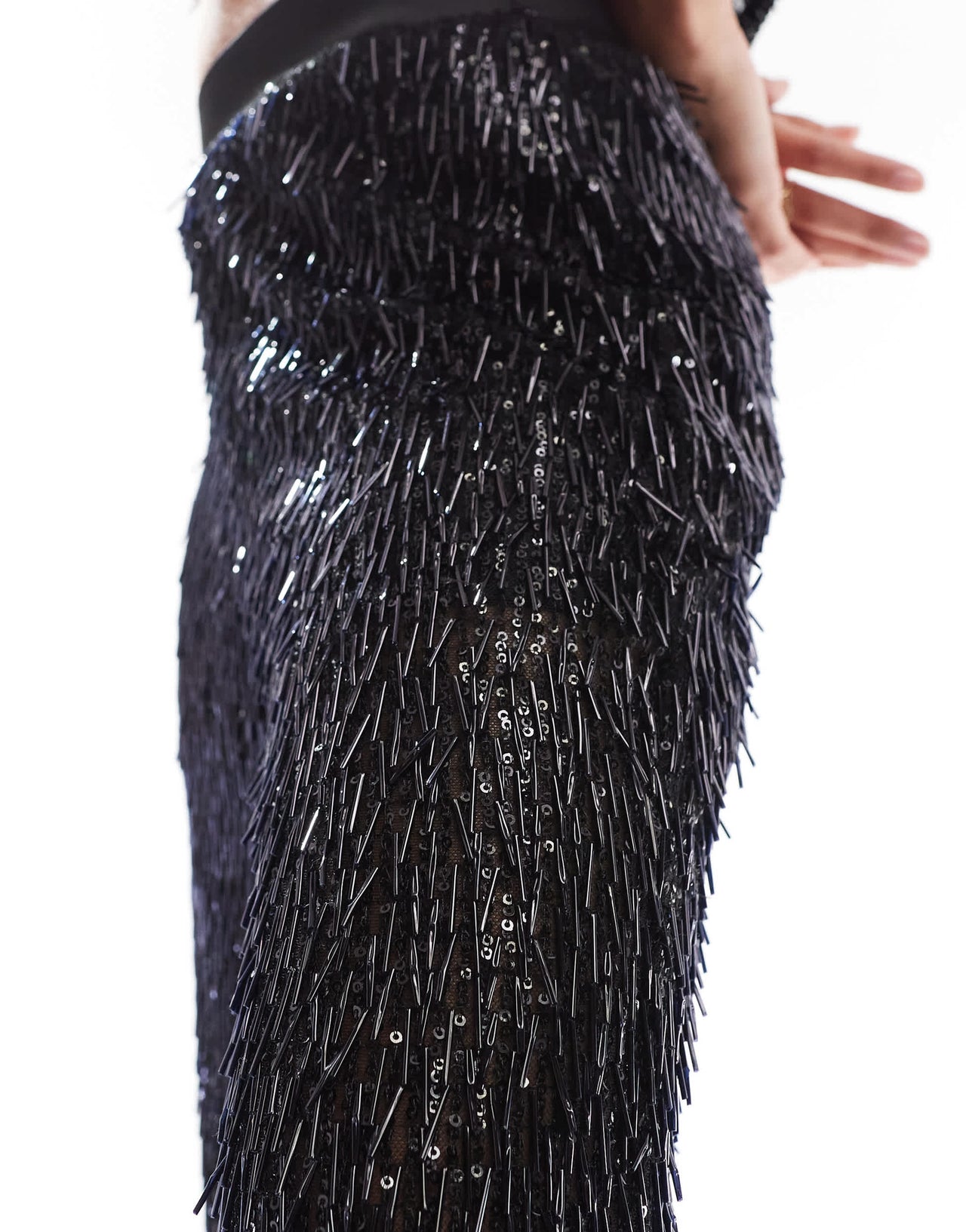 ASOS DESIGN premium beaded tailored trouser in black