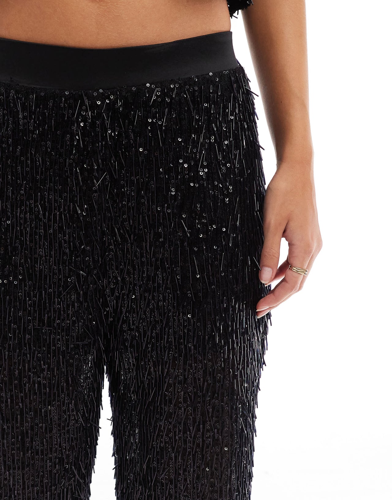 ASOS DESIGN premium beaded tailored trouser in black