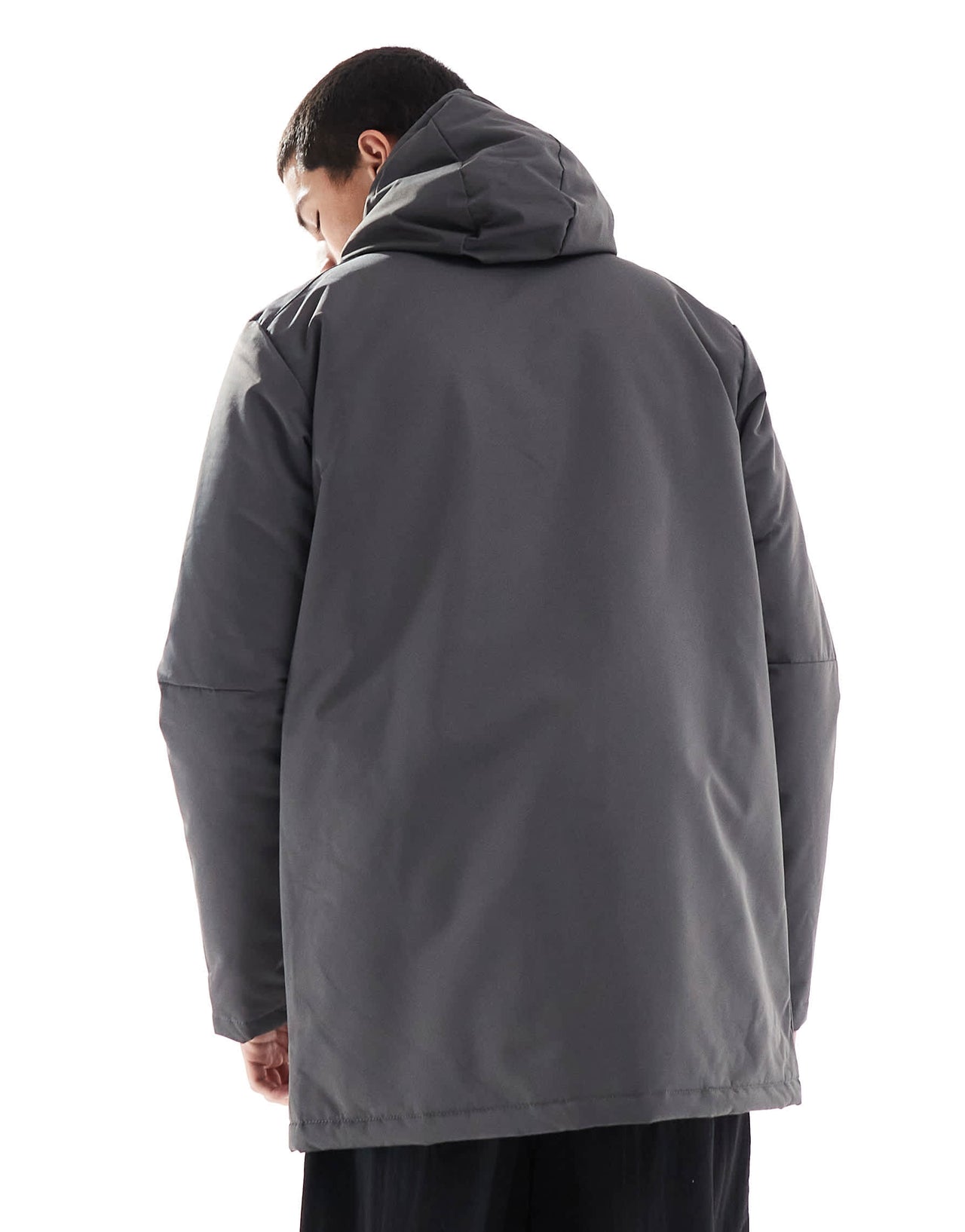 Brave Soul parka jacket with hood and concealed zip in grey