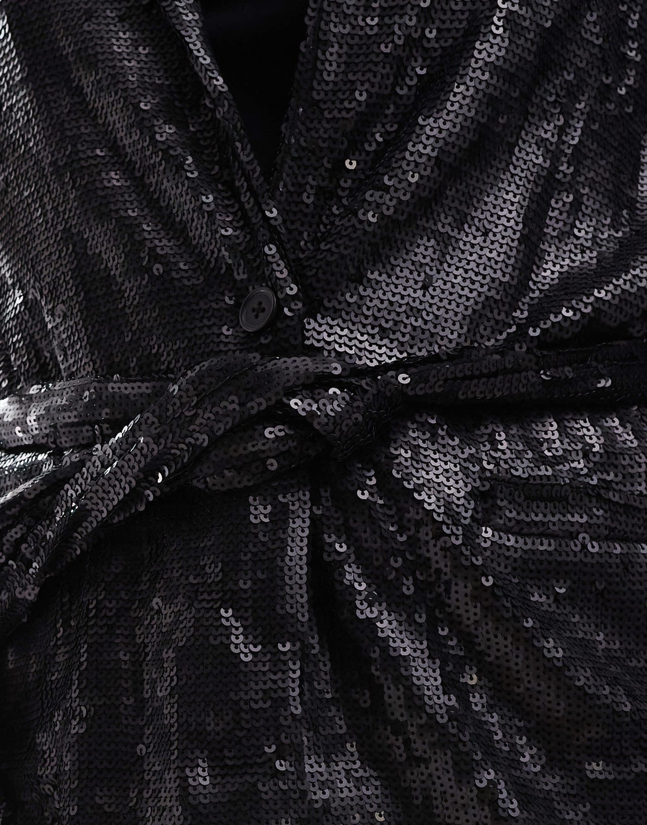 ASOS DESIGN Curve sequin tie waist blazer in black