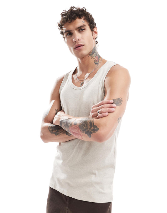 Cotton  On Loose fit rib tank in off-white