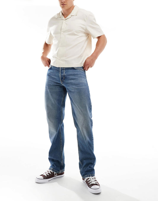 Weekday Klean straight leg jeans in iron blue