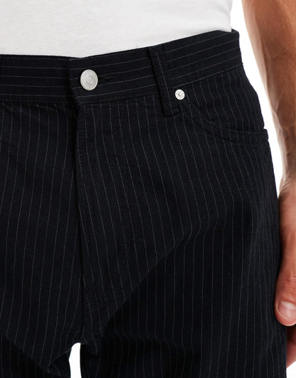 Weekday Space relaxed trousers in black pinstripe