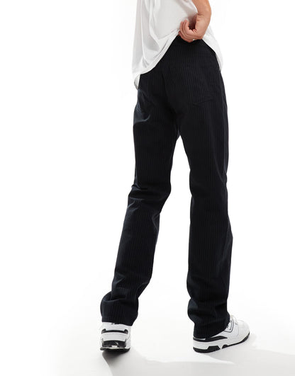 Weekday Space relaxed trousers in black pinstripe