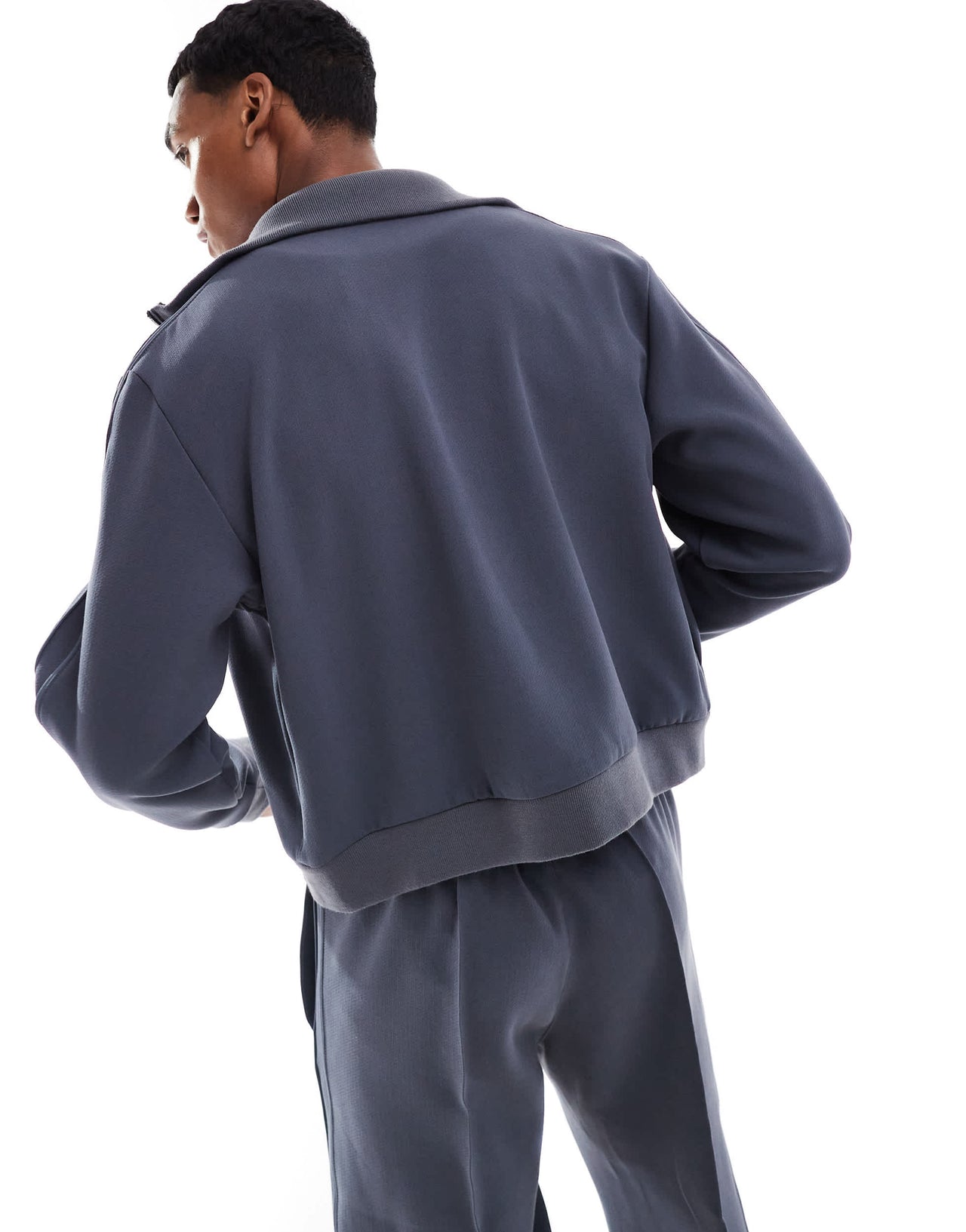 Weekday Ant co-ord structured zip through track jacket in navy