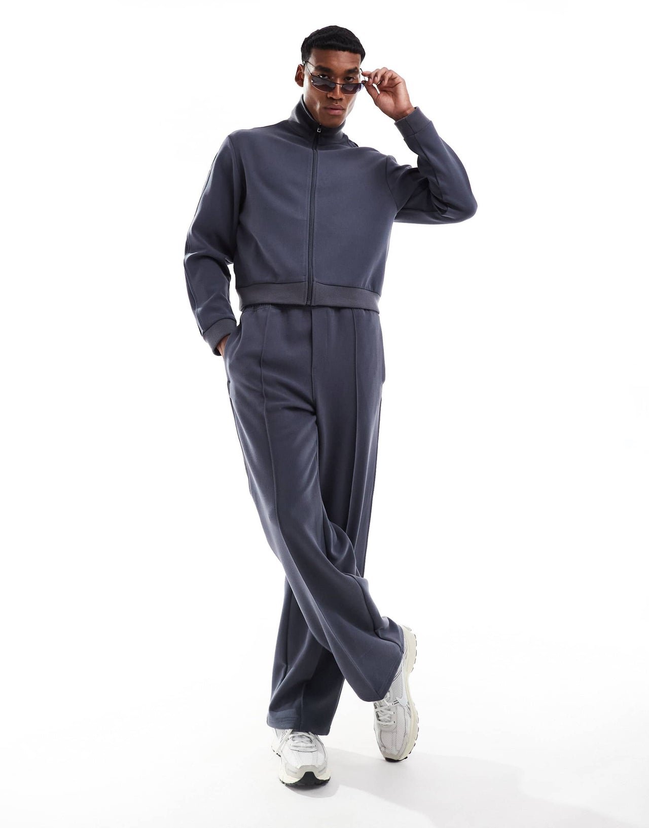 Weekday Ant co-ord structured zip through track jacket in navy