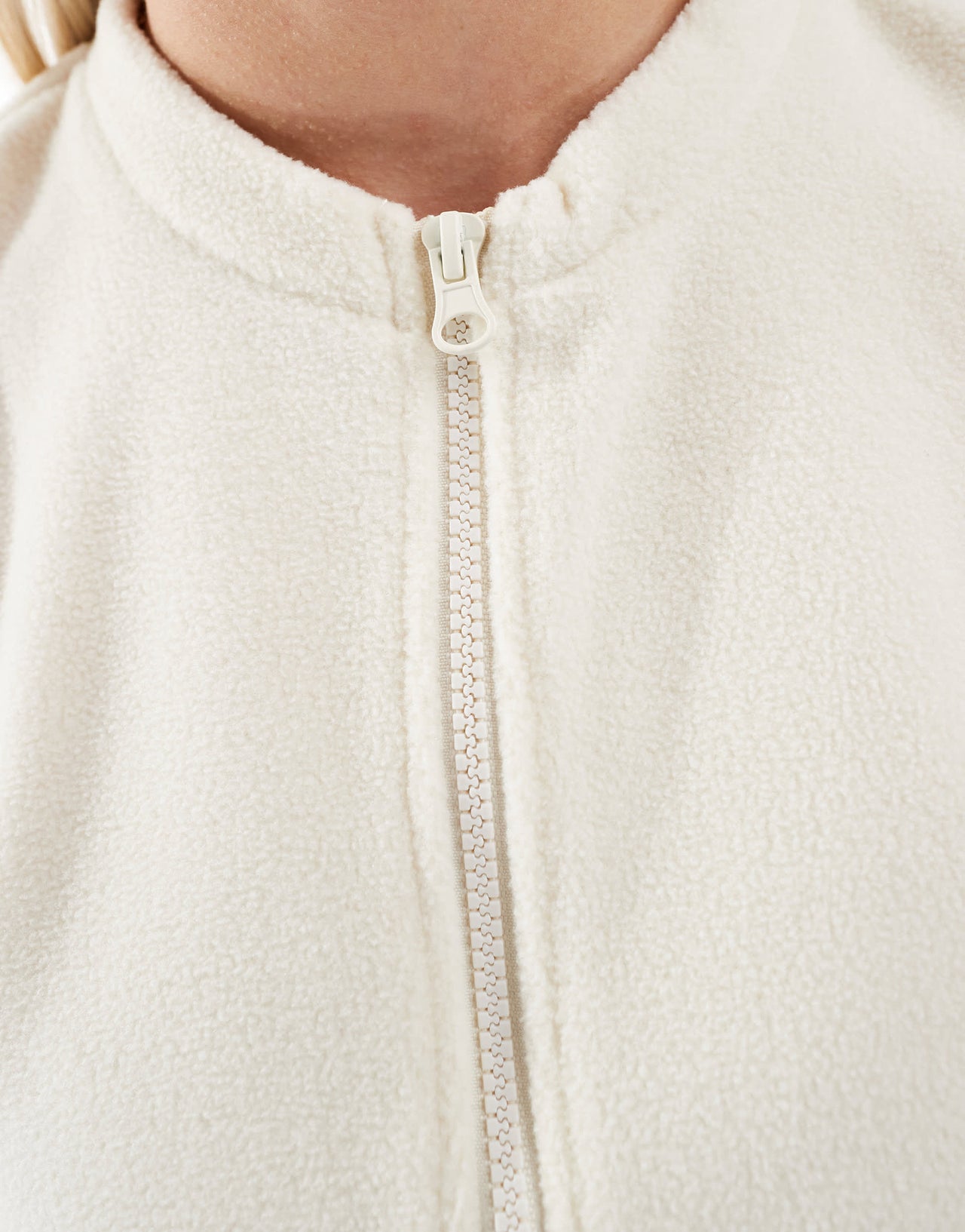 Mamalicious Maternity zip front fleece with wide sleeves in cream