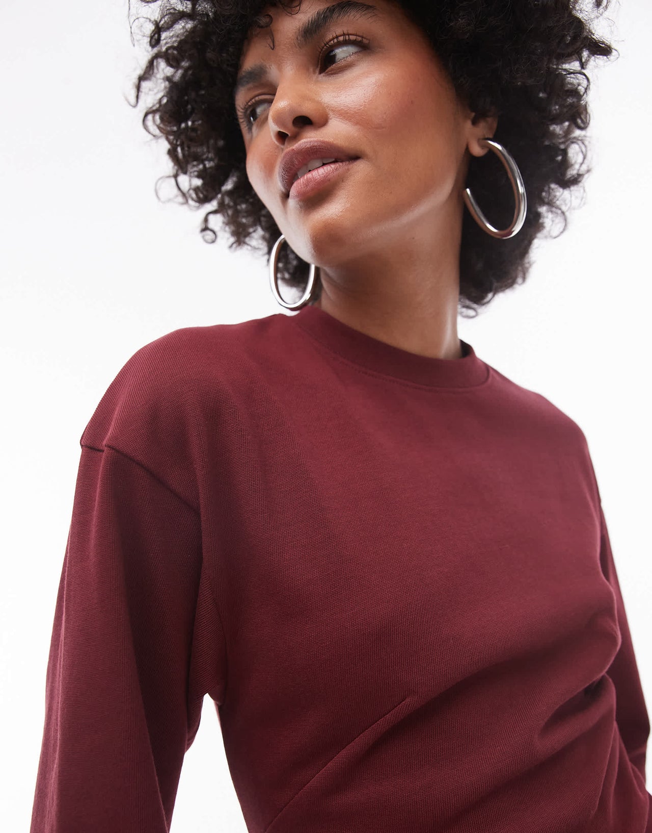 Topshop premium seamed  t-shirt mini dress in burgundy